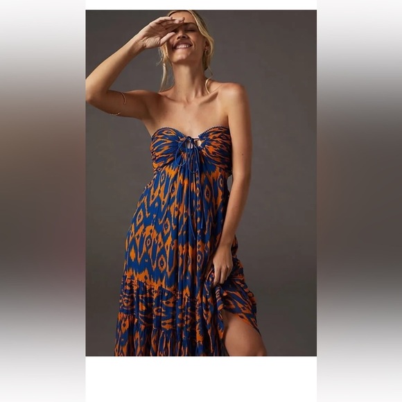 Anthropologie Verb by Pallavi Singhee Cut-Out Midi Dress Size Small - - Picture 3 of 11